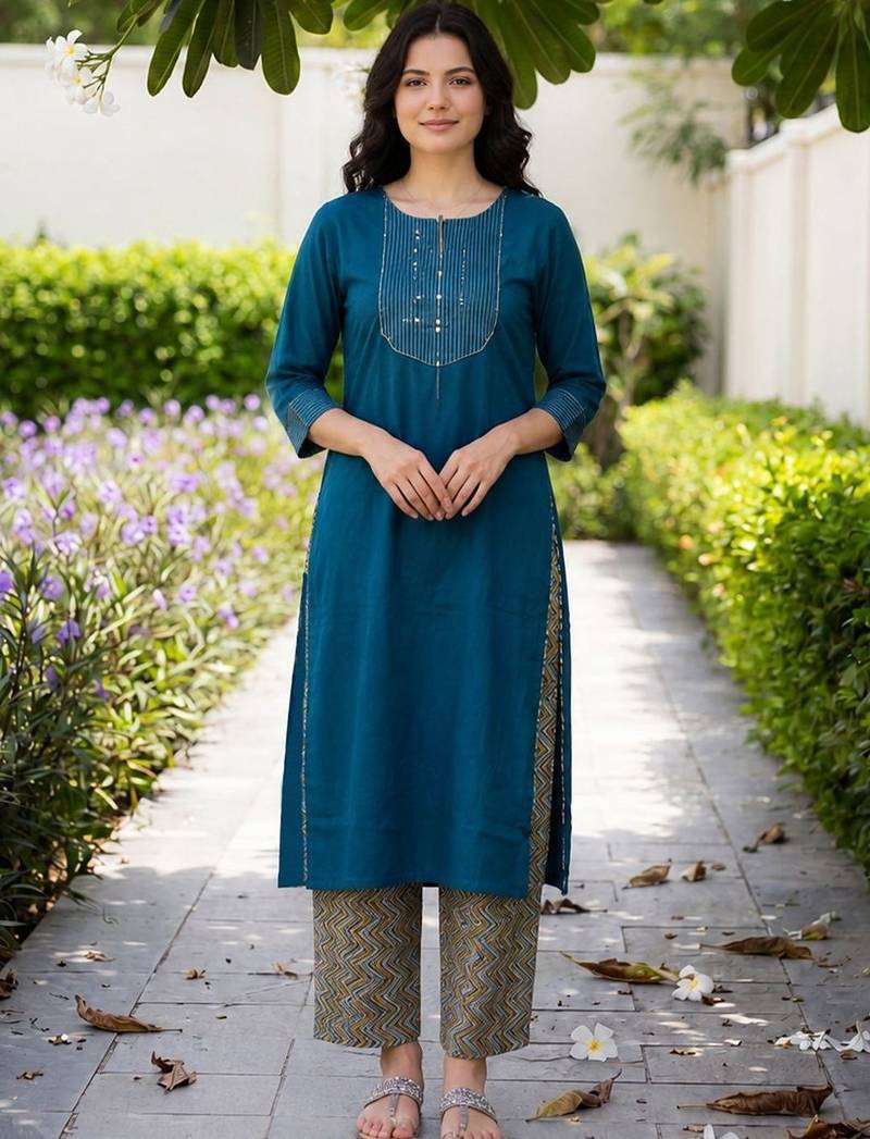 Women Yoke Design Regular Kurta with Palazzos