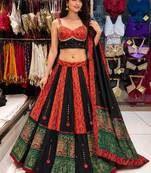 Red Navratri Mirror Work Chaniya Choli Set