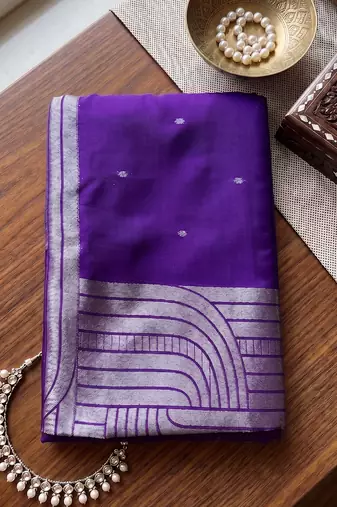 navy blue silk blend saree for women festive wedding wear