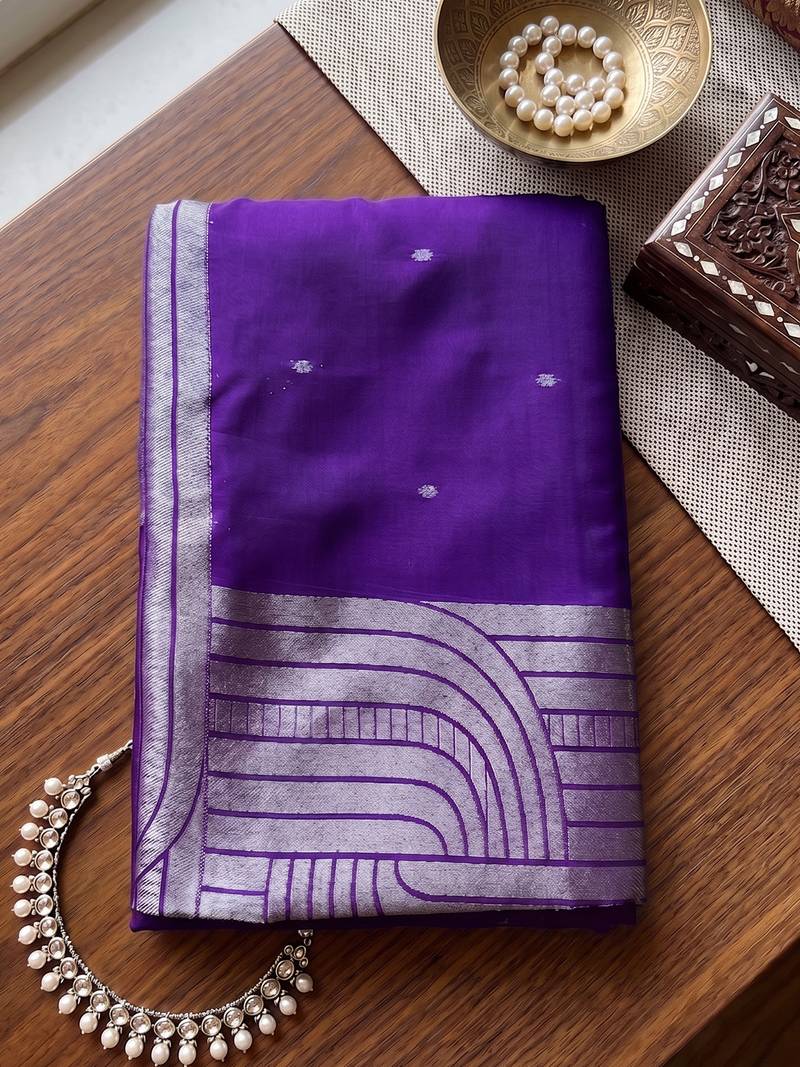 navy blue silk blend saree for women festive wedding wear