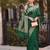 green silk blend saree for women festive party ethnic wear