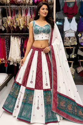 Multicolor Navratri Mirror Work Chaniya Choli Set