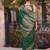 green silk blend saree for women festive party ethnic wear