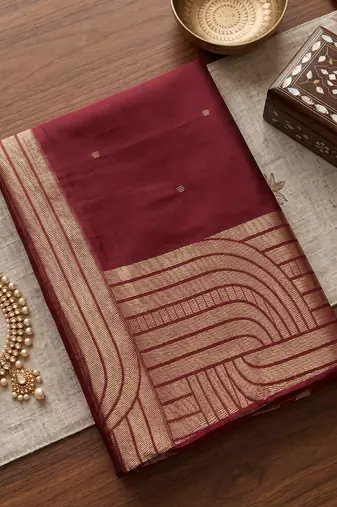 maroon silk blend saree for women festive wedding ethnic wear