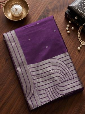 purple silk blend saree for women festive party wedding wear 4