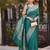teal silk blend saree for women festive party ethnic wear