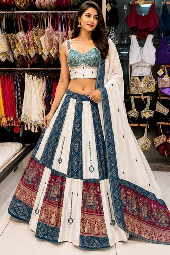 Multicolor Navratri Mirror Work Chaniya Choli Set