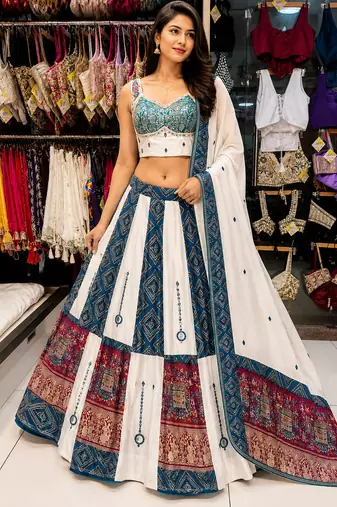 Multicolor Navratri Mirror Work Chaniya Choli Set