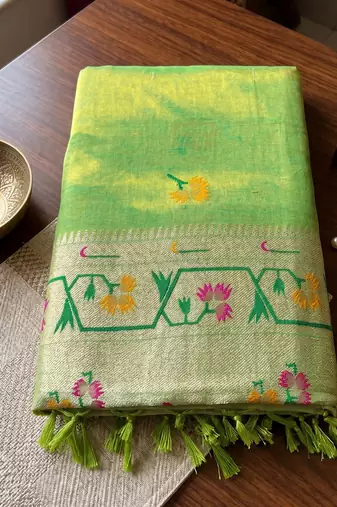 green tissue silk blend saree for women festive party wedding wear