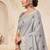 grey linen saree for women festive party wedding wear