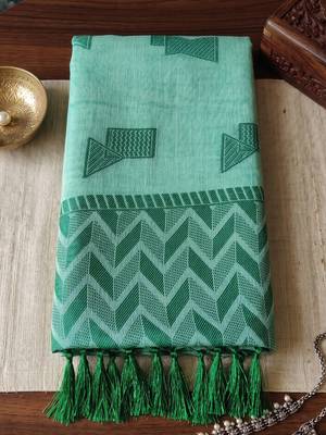 sky blue linen saree for women festive party wear 4