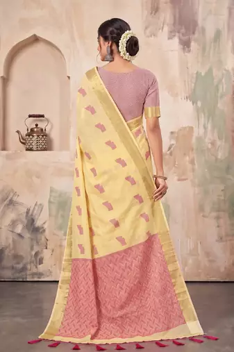 cream linen saree for women festive party wedding wear