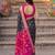soft silk blend saree in black & rani pink for women festive wear