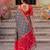 soft silk blend saree in grey & red for women festive party wear