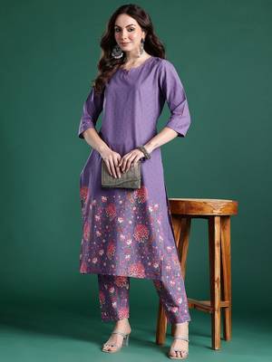 Floral Printed Pure Cotton Kurta with Trousers 1