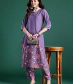 Floral Printed Pure Cotton Kurta with Trousers