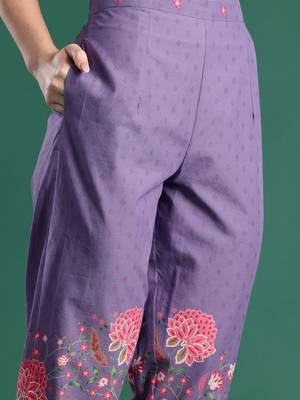 Floral Printed Pure Cotton Kurta with Trousers 3
