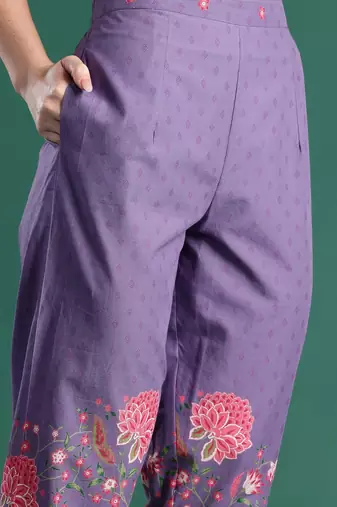 Floral Printed Pure Cotton Kurta with Trousers