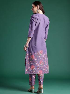 Floral Printed Pure Cotton Kurta with Trousers 5