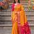 soft silk blend saree in yellow & rani pink women wedding wear
