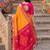 soft silk blend saree in yellow & rani pink women wedding wear