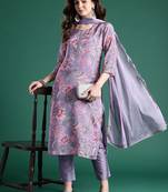Women Floral Printed Regular Mirror Work Kurta with Trousers & With Dupatta