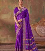 purple soft silk blend saree for women | festive, wedding & party ethnic wear