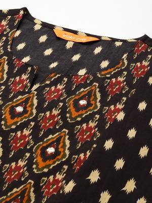 Printed Pleated Pure Cotton Kurta with Trousers 2