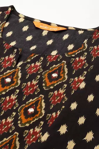 Printed Pleated Pure Cotton Kurta with Trousers