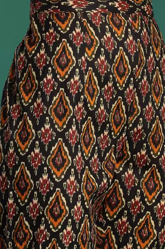 Printed Pleated Pure Cotton Kurta with Trousers