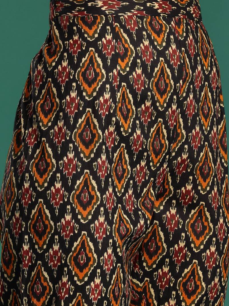 Printed Pleated Pure Cotton Kurta with Trousers
