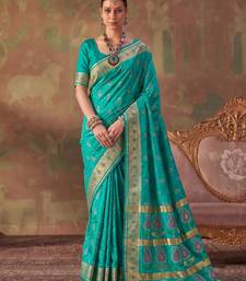 sea green soft silk blend saree for women | festive, wedding & party ethnic wear