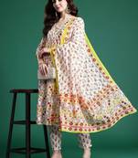 Floral Printed Pure Cotton Kurta with Palazzos & Dupatta