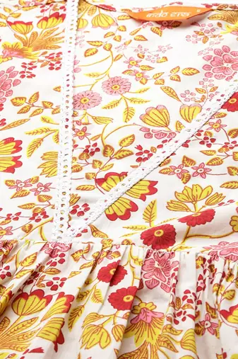 Floral Printed Pure Cotton Kurta with Palazzos & Dupatta