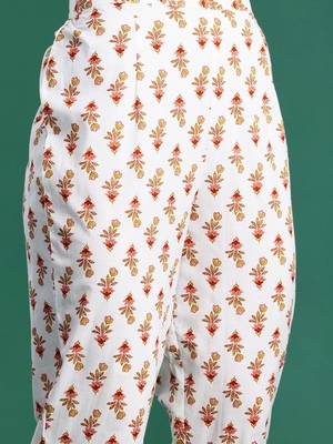 Floral Printed Pure Cotton Kurta with Palazzos & Dupatta 3