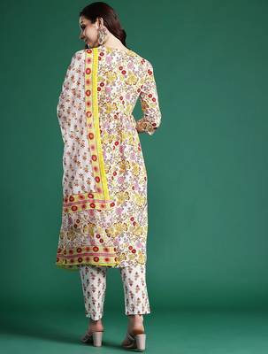 Floral Printed Pure Cotton Kurta with Palazzos & Dupatta 6