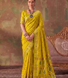 olive green soft silk blend saree for women | festive, wedding & party ethnic wear