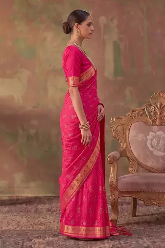 rani pink soft silk blend saree for women | festive, wedding & party ethnic wear