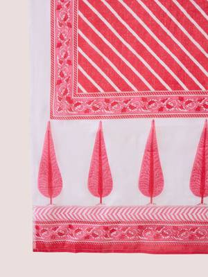 Floral Printed Round Neck Pure Cotton Straight Kurta With Trousers & Dupatta 4