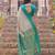 beige & teal green premium cotton blend saree for women | festive, party & ethnic wear