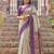 beige & purple premium cotton blend saree for women | festive, party & ethnic wear