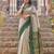 beige & olive green premium cotton blend saree for women | festive, party & ethnic wear