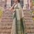 beige & olive green premium cotton blend saree for women | festive, party & ethnic wear