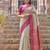 beige & rani pink premium cotton blend saree for women | festive, party & ethnic wear