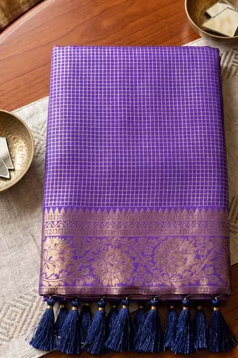 navy blue silk blend traditional saree for women | woven festive drape