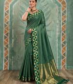 dark green micro check silk blend saree | ethnic wedding & party attire