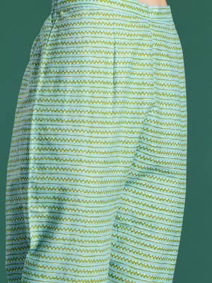 Floral Printed Mirror Work Pure Cotton Kurta With Trousers & Dupatta 3