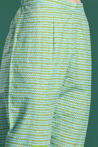 Floral Printed Mirror Work Pure Cotton Kurta With Trousers & Dupatta