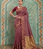 maroon zari border silk blend saree | bridal & festive ethnic wear for women