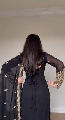 Embroidery Faux Georgette Fabric Straight Kurta Pant and Dupatta Set 2